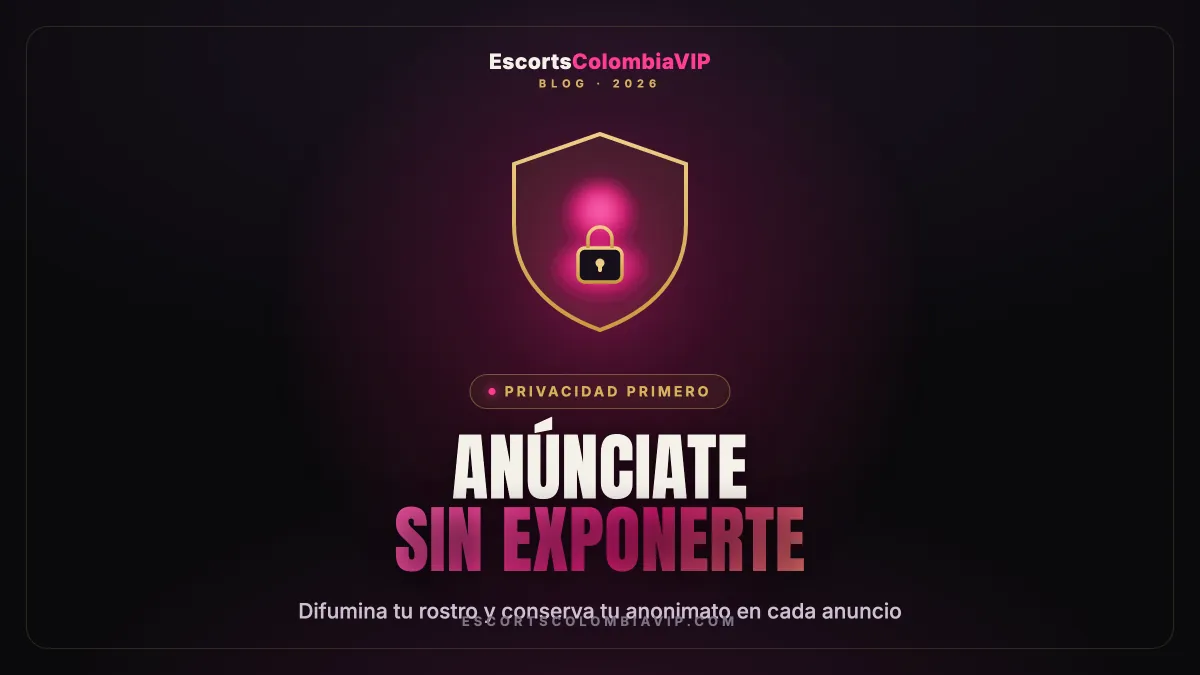 Escudo dorado con rostro difuminado y candado: anúnciate sin exponer tu identidad